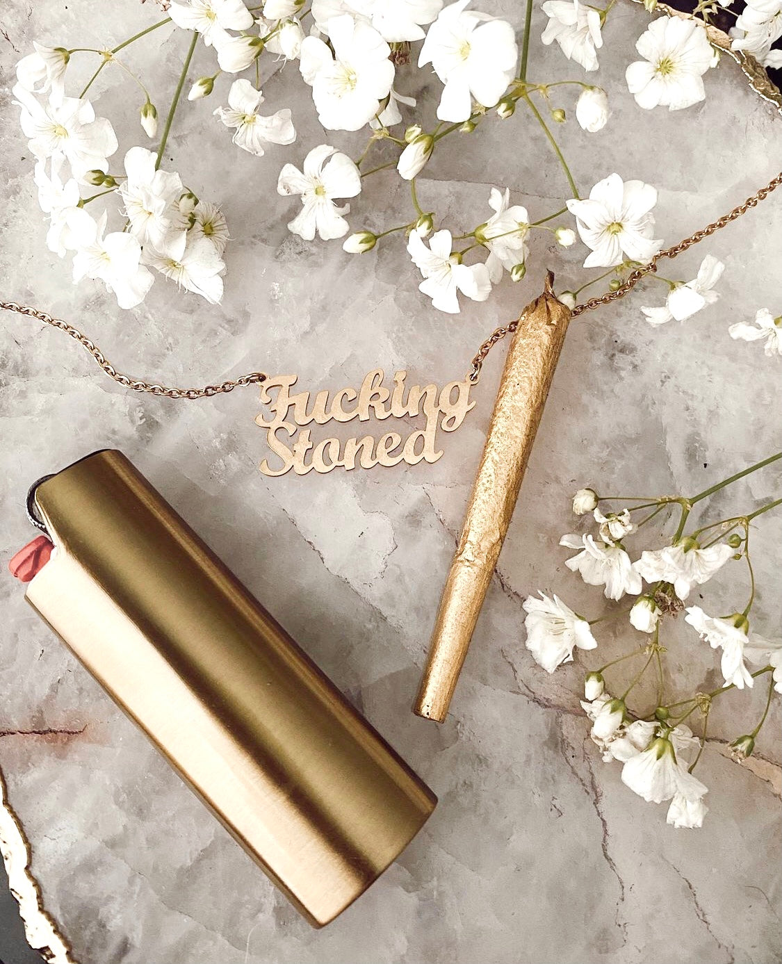 "Fucking Stoned" Gold Necklace