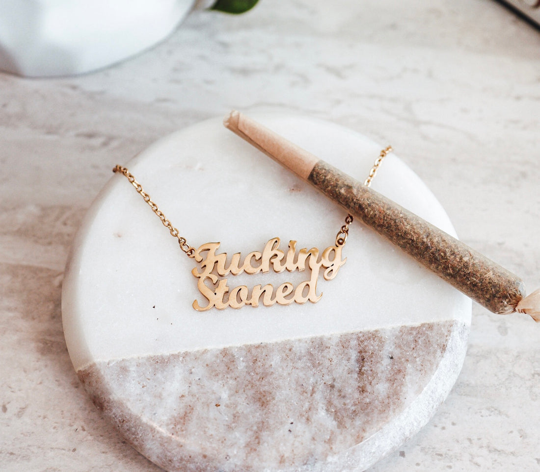 "Fucking Stoned" Gold Necklace