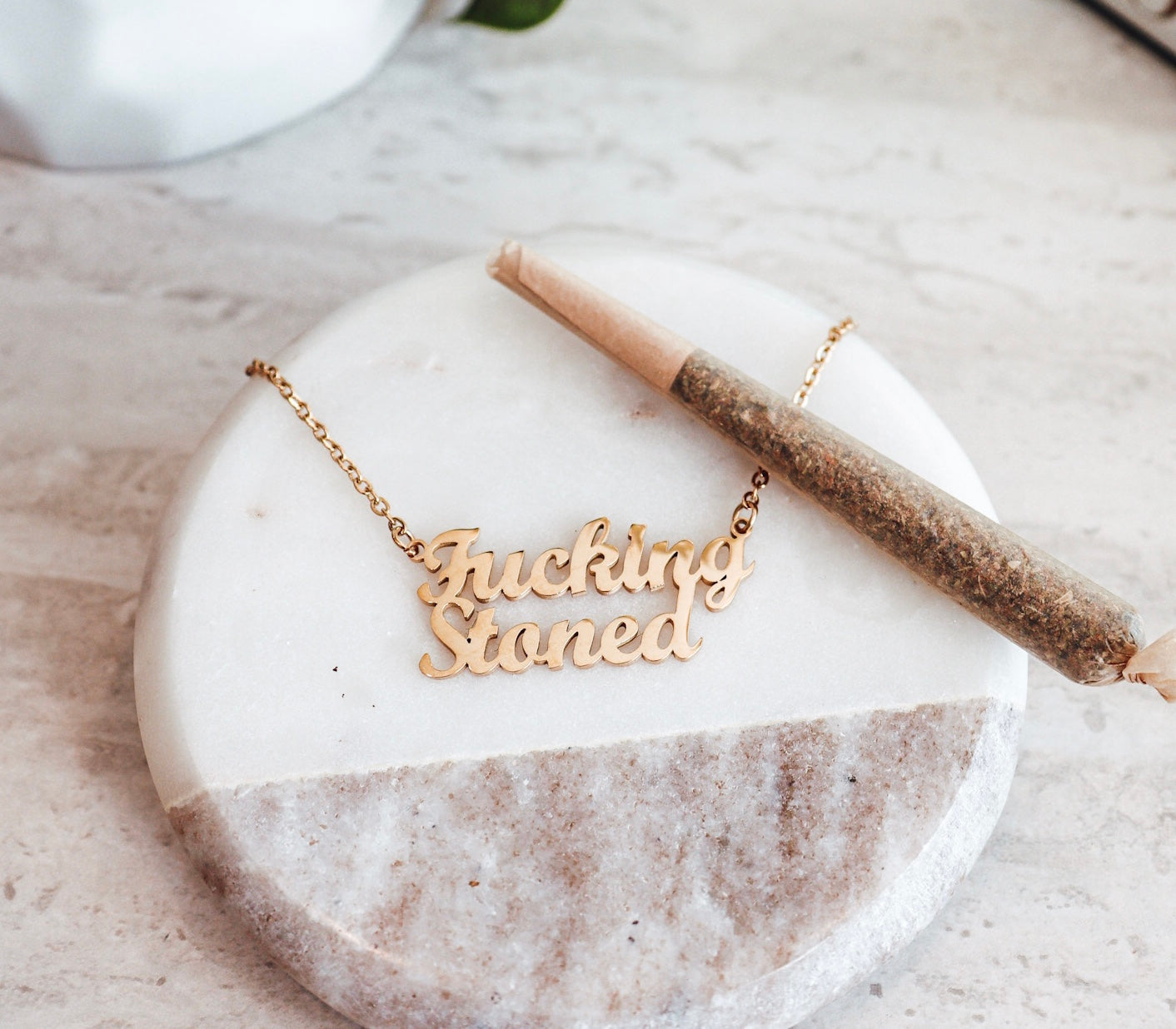 "Fucking Stoned" Gold Necklace